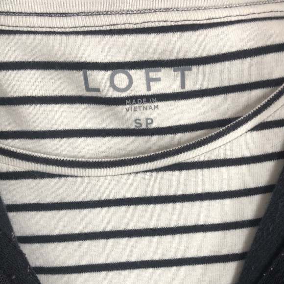 LOFT & KATE HILL Size PS black zip up hoodie & nautical cream & navy stripes top - Picture 7 of 12